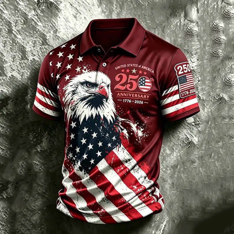 Mens Patriotic Golf Polo Shirt - огляд і ціна 3D Printing Eagle