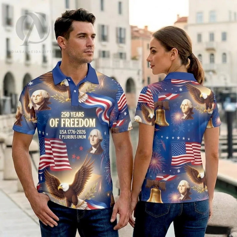 Mens Patriotic Golf Polo Shirt - огляд і ціна 3D Printing Eagle