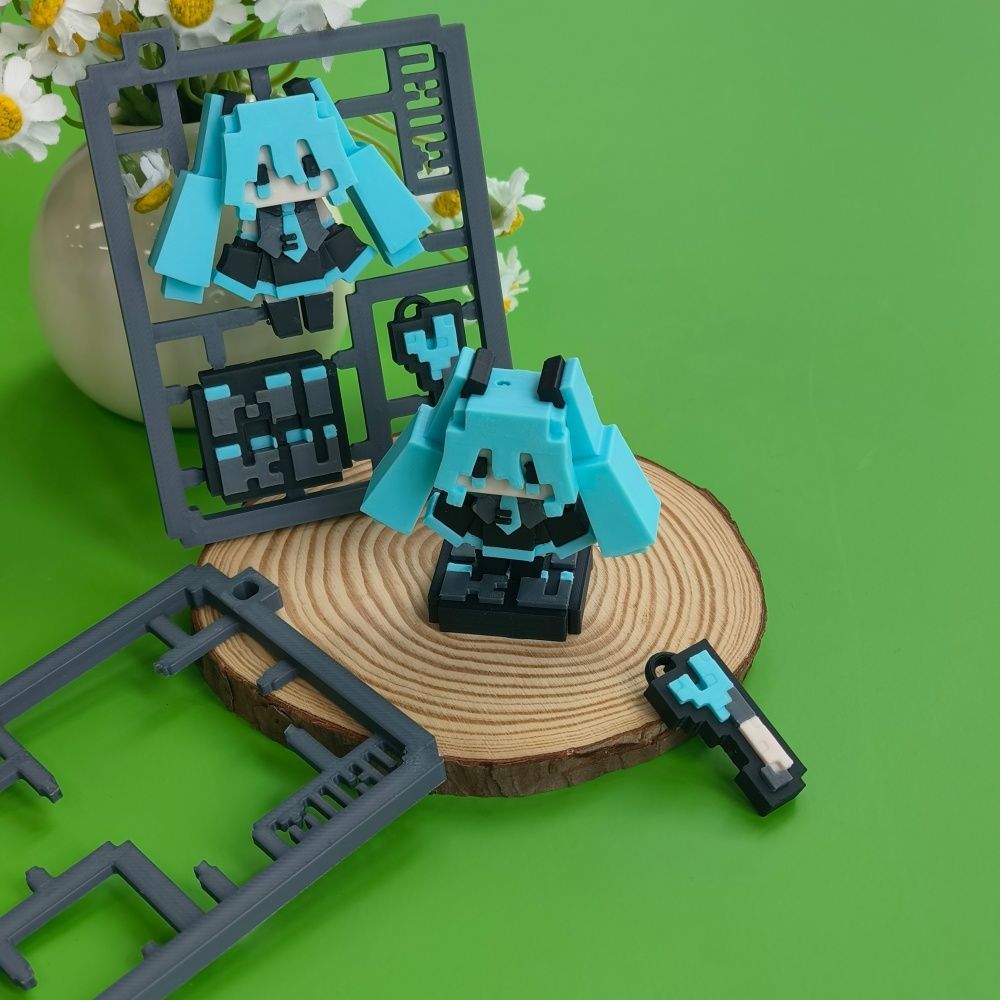 3D Printed Cute Pixel Hatsune  - огляд і ціна 3D Printing Model Free